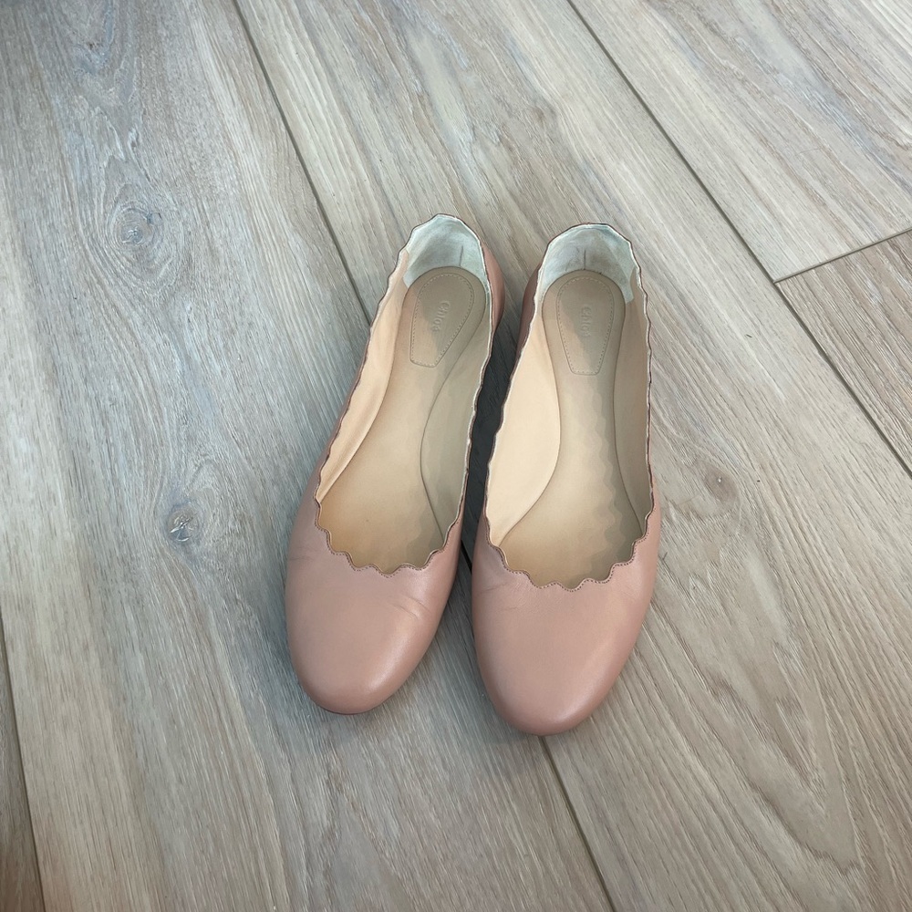 Chloe Scalloped Edge Ballet Flats - Blush Pink